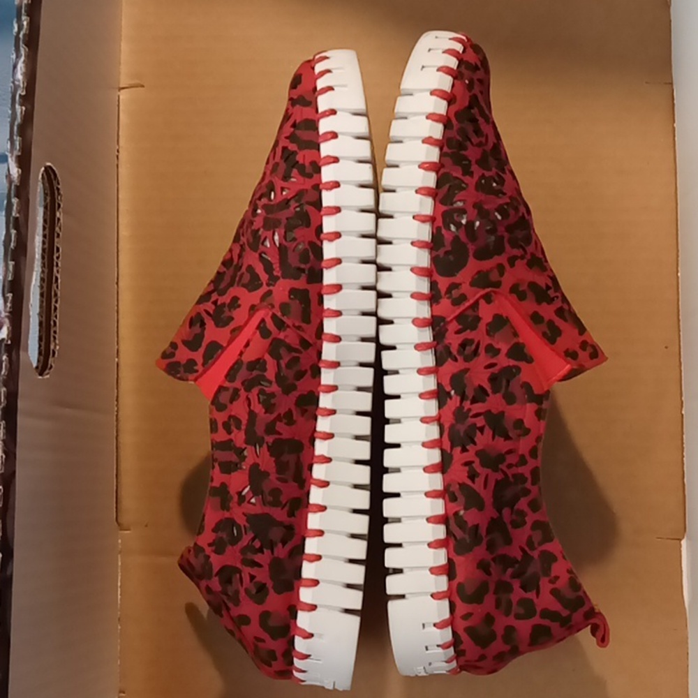Ilse Jacobsen Red Leopard Print Women's Shoes Size 41